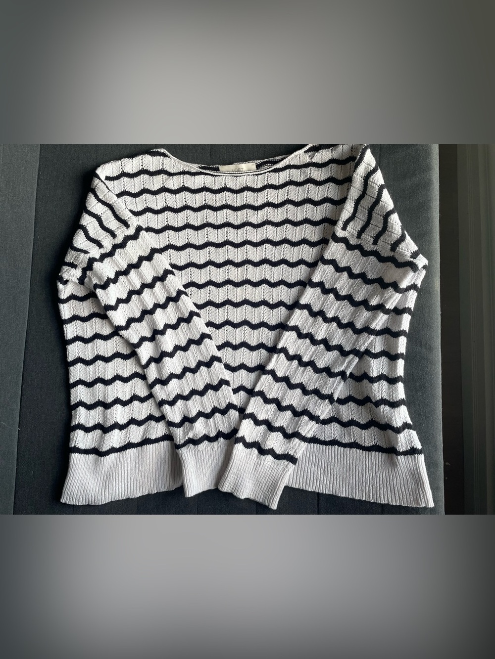Loft by Ann Taylor women’s pullover sweater black and white stripe knit size XL